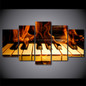 Canvas Wall Art Pictures HD Printed Poster 5 Piece Fire Flame Piano Keys Abstract Painting