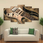 Canvas Wall Art Pictures 5 Pieces Electric Guitar Paintings Vintage Music Instrument Posters HD Printed