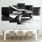 HD Printed 5 Piece Canvas Art Skateboard Black And White Painting Wall Pictures