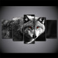 5 Piece Canvas Art Red Eye Wolf Painting Wall Canvas Artwork HD Printed Modular