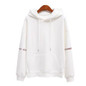 Casual Long Sleeve Hooded Neck Front Pockets Women Embroidery Sweatshirt Hoodies