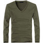 Casual V-Neck Long Sleeve Cotton Men Elastic T-Shirts Tops