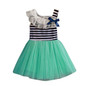 Summer Girls Stripe Bow Lace Collar  Casual Dress
