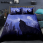 Galaxy Night Howling Wolf Bedding Set