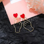 Cute Red Finger Heart Earrings