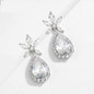 Luxury Long Cubic Zirconia Big Water Drop Dangle Bridal Earrings