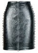 Metal Studded Rivet High Waist Faux Leather Pencil Skirt