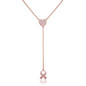 Rose Gold Plated Pink Ribbon Y Necklace
