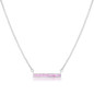Rhodium Plated Pink Opal Bar Necklace