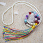 Natural Stone Beaded Tassel Necklace