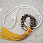 Natural Stone Beaded Tassel Necklace