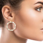 Cream Pearl Rhinestone Ring Earrings