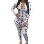 Sexy Onesie Pajamas Long Jumpsuit Sleepwear Long Romper Bodycon Adult Women Striped Print Bodysuit Sexy Lingerie Underwear