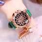 Women's Rotating Dial Watches Luxury Rhinestone Starry Sky Watch Women Rose Gold