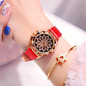 Women's Rotating Dial Watches Luxury Rhinestone Starry Sky Watch Women Rose Gold