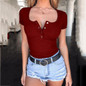 Womens Sexy Off Shoulder Casual Summer T-Shirt Top Ladies Deep V-neck Club T-Shirt Vest Short Sleeve Crop Cami Tops Hot Sales