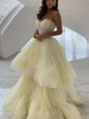 onlybridals Yellow Tulle Sweetheart A-Line Long Prom Dress