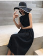 Summer Women Solid White Black Fashion Elegant Casual Party Dress O neck Sleeveless Tank Sundress Female