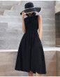 Summer Women Solid White Black Fashion Elegant Casual Party Dress O neck Sleeveless Tank Sundress Female