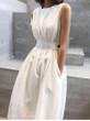 Summer Women Solid White Black Fashion Elegant Casual Party Dress O neck Sleeveless Tank Sundress Female