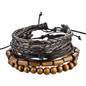 Leather Bracelet For Men Fashion Braided Handmade Rope Wrap Bead Charm Woven Bracelets Male Gift