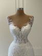 onlybridals Luxury 3D Lace Mermaid Wedding Dress 2021 Romantic Beads Tulle Neck Wedding Bridal Gowns