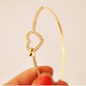 Fashion Style Gold Rhinestone Love Heart Bangle Cuff Bracelet Jewelry