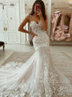 onlybridals mermaid sweetheart flower lace wedding dress applique  train customization