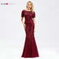 Burgundy Bridesmaid Dresses Ever Pretty Elegant Mermaid O Neck Sequined Wedding Party Dress Formal Gowns Robe De Soiree 2019