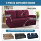 Lerinee Sofa Cover - 8Pcs/Set Recliner Sofa Covers Velvet Stretch Reclining Couch For  Living Room 3 Seats Sofa Home Decor Covers Fit Soft Washable