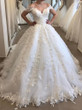 onlybridals Elegant Off The Shoulder  Wedding Dress Appliques Tulle V Neck Lace Wedding Gown