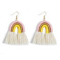 Rope knot hanging bohemian rainbow hand-woven rope retro  earrings