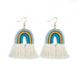 Rope knot hanging bohemian rainbow hand-woven rope retro  earrings