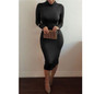 Women's Long Sleeve Turtle Neck Slim Hip Bodycon Dress