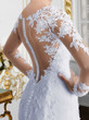 onlybridals O-neck Long Sleeve Mermaid Wedding Dress See Through Illusion Back White Bridal Gowns with Lace Appliques