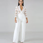 White Long Sleeve Women Jumpsuits Sexy Hollow Out Bodysuit Overalls Female Elegant Party Bodycon Jumpsuit Rompers Femme
