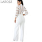 White Long Sleeve Women Jumpsuits Sexy Hollow Out Bodysuit Overalls Female Elegant Party Bodycon Jumpsuit Rompers Femme