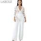 White Long Sleeve Women Jumpsuits Sexy Hollow Out Bodysuit Overalls Female Elegant Party Bodycon Jumpsuit Rompers Femme