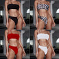 Women Swimsuits Sexy Solid Bandage One Shoulder Swimwear For Women Bikini Set