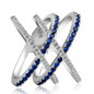 Fashion Ring 925 Silver Jewelry with Sapphire Zircon Gemstones Double Cross shaped Ring for Women Wedding Party Gifts