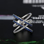 Fashion Ring 925 Silver Jewelry with Sapphire Zircon Gemstones Double Cross shaped Ring for Women Wedding Party Gifts