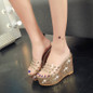 Women Sandals Rivets Transparent Peep Toe High Heels Sandals