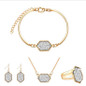 Jewelry Set Hexagon Necklace Bracelet Earrings Ring Resin