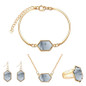 Jewelry Set Hexagon Necklace Bracelet Earrings Ring Resin