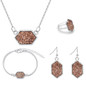 Jewelry Set Hexagon Necklace Bracelet Earrings Ring Resin