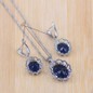 silver color earring ring set for women blue stone jewelry set