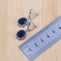silver color earring ring set for women blue stone jewelry set