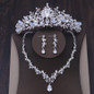 Heart Wedding Jewelry Sets Rhinestone Crown Tiara Choker Necklace Earrings