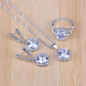 Bridal  Silver Color Jewelry Sets Blue Zirconia Stone Earrings