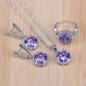 Bridal  Silver Color Jewelry Sets Blue Zirconia Stone Earrings